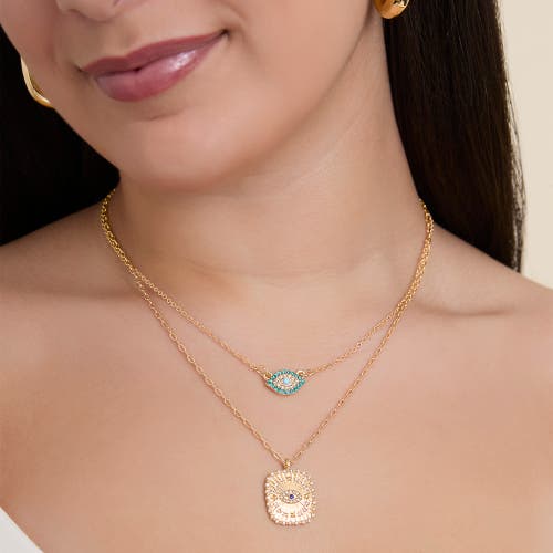 Jessica Simpson Gold-tone Layered Evil Eye Pendant Necklace Set In Gold