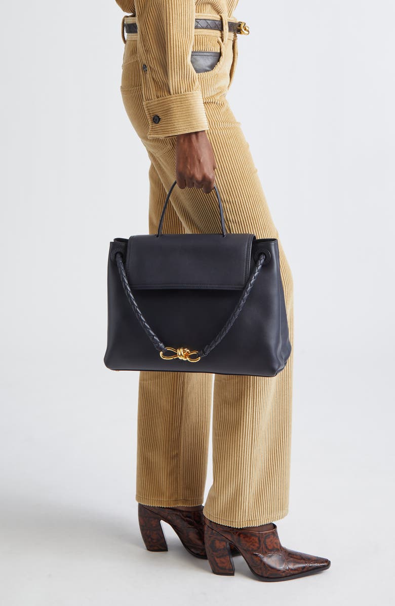 Bottega Veneta Medium Andiamo Intrecciato Suede Shoulder Bag, Alternate, color, Mud