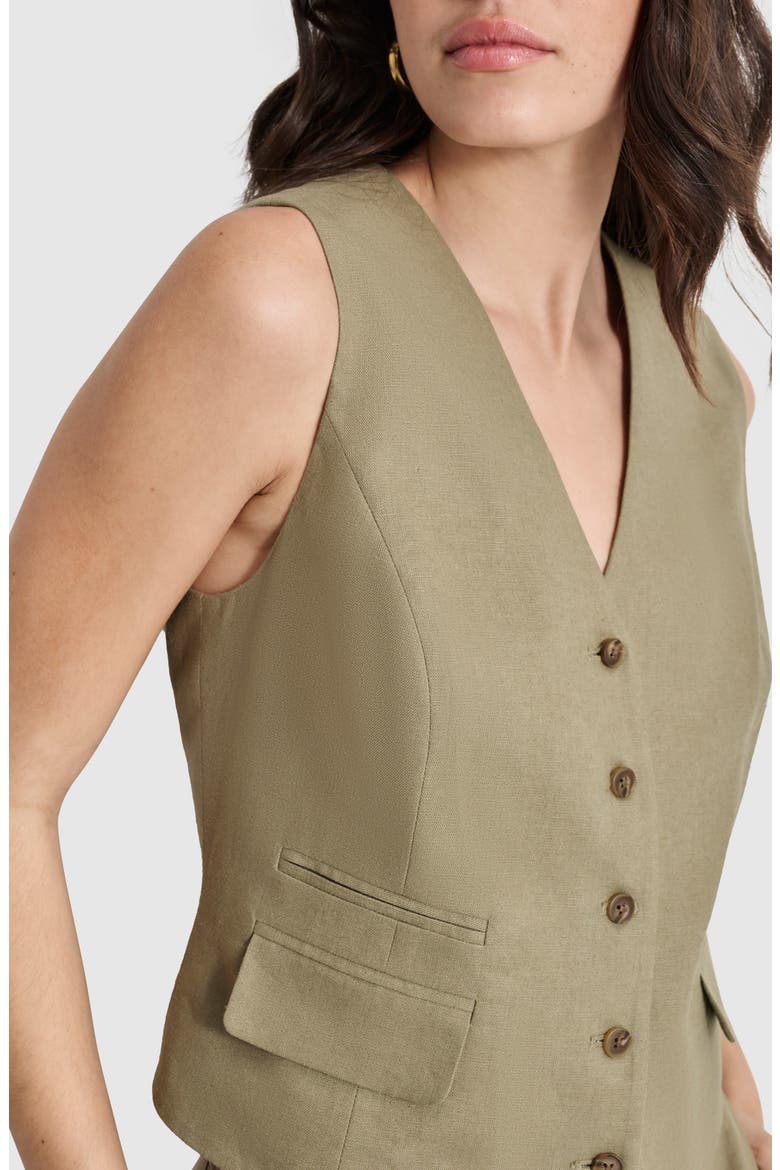 Linen Blend Vest, Alternate, color, LIGHT FATIGUE
