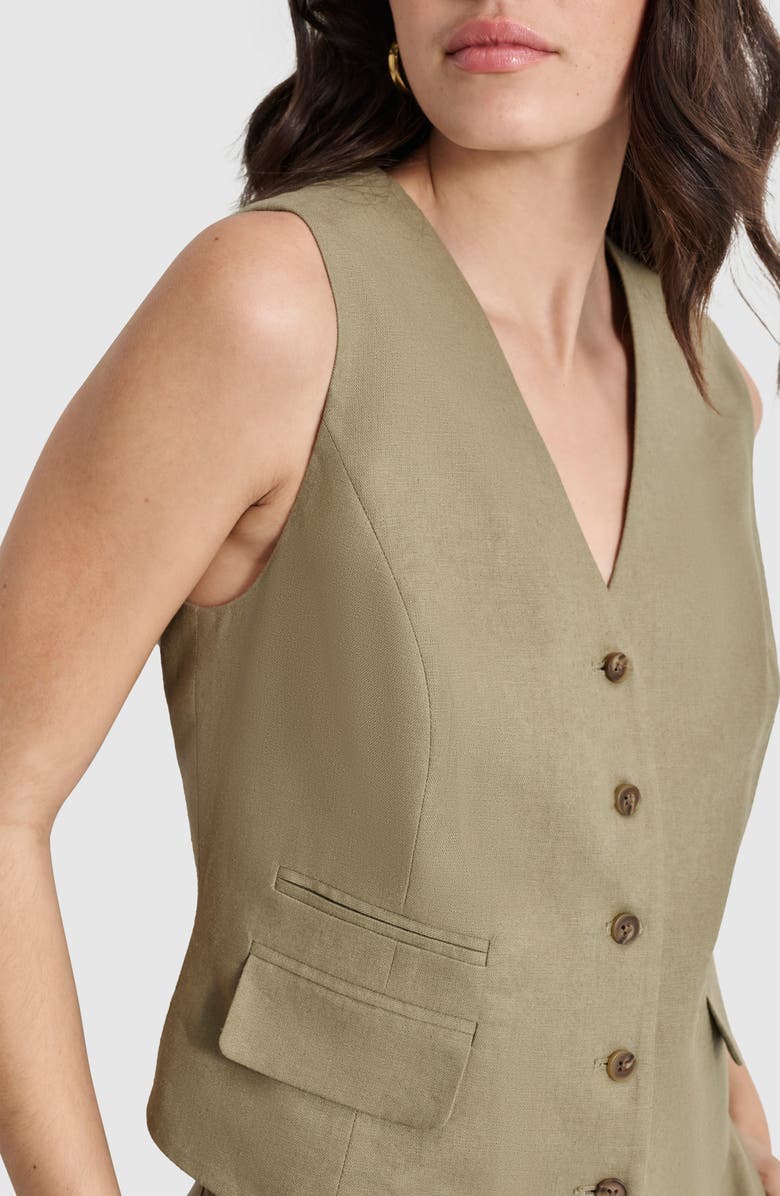 DKNY Linen Blend Vest, Alternate, color, 