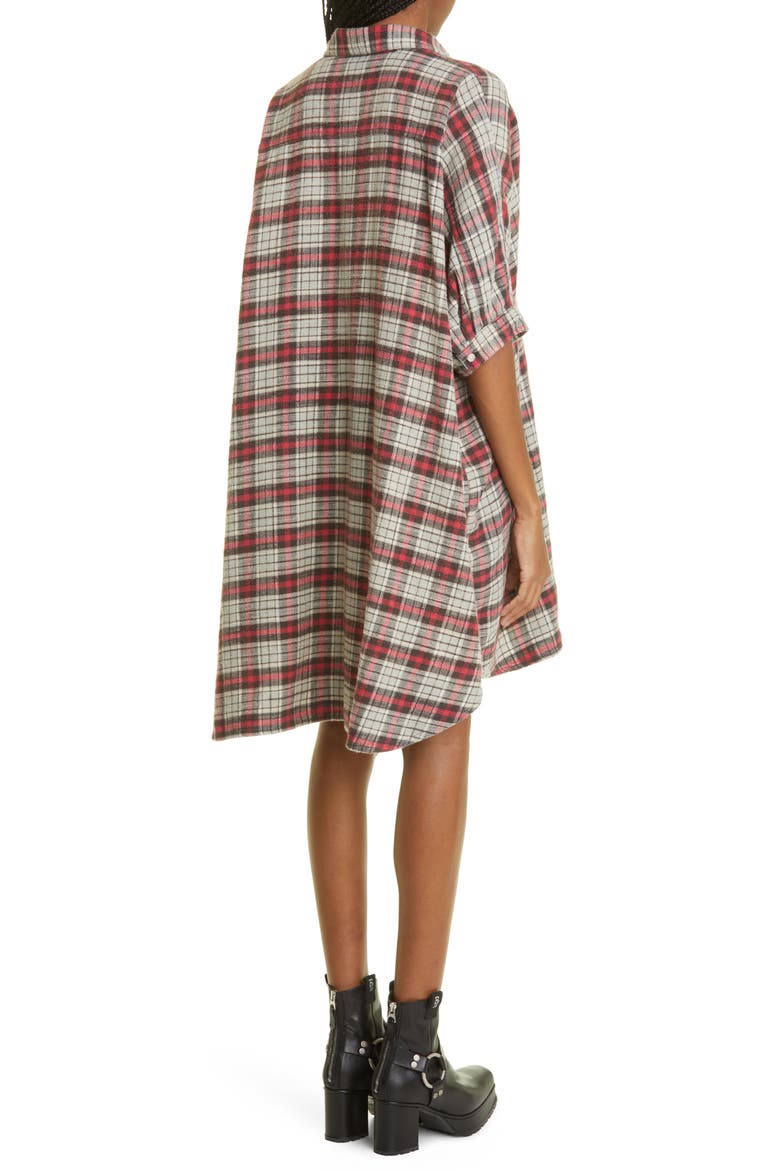 Plaid Oversize Cotton Flannel Shirtdress, Alternate, color, GREY PLAID
