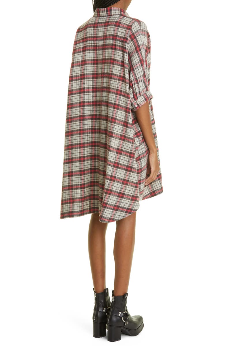R13 Plaid Oversize Cotton Flannel Shirtdress, Alternate, color,