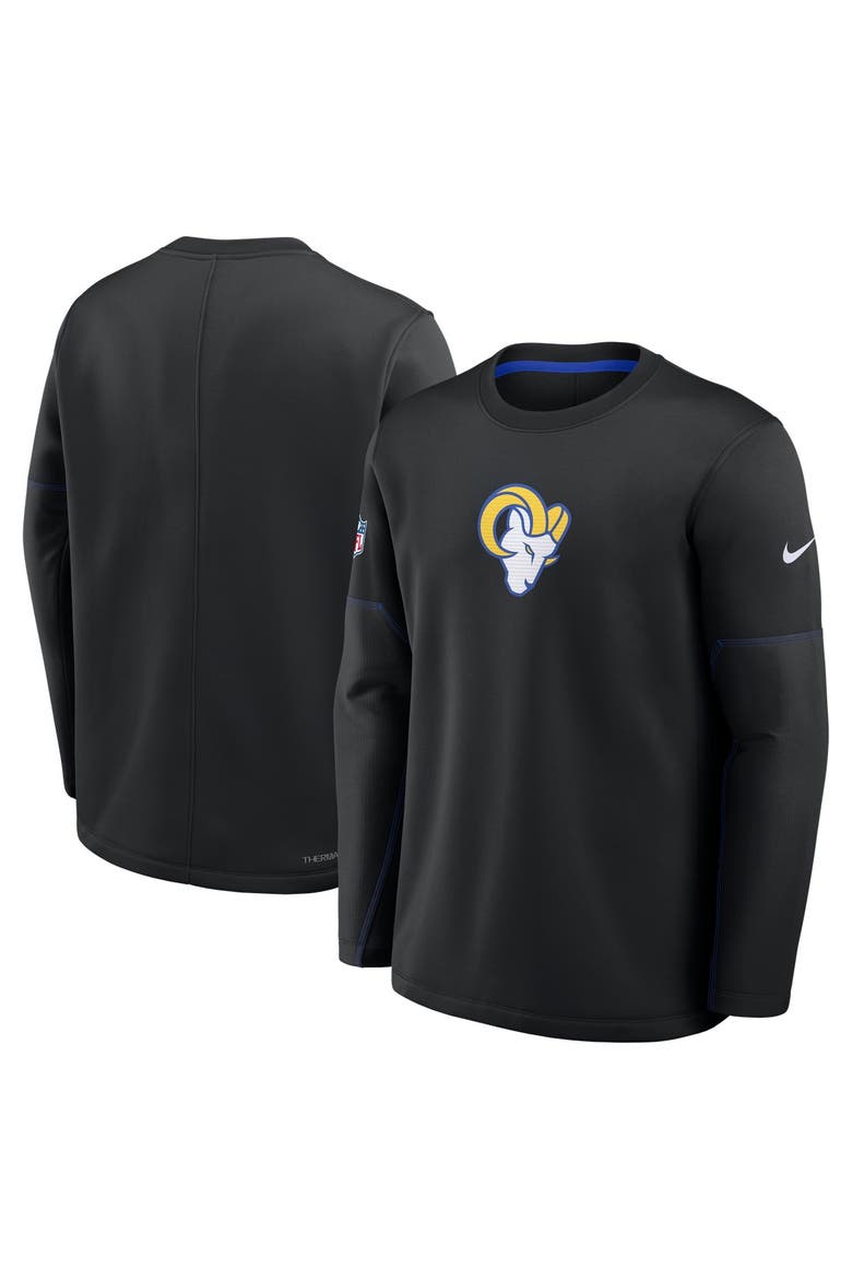 Men's Nike Black Los Angeles Rams Sideline Coaches Team Present Midweight Therma-FIT Sweatshirt, Main, color, Black