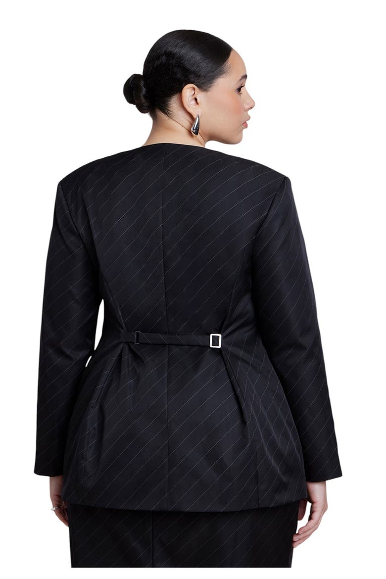 Collarless Strong Shoulder Blazer, Alternate, color, BLACK ONYX