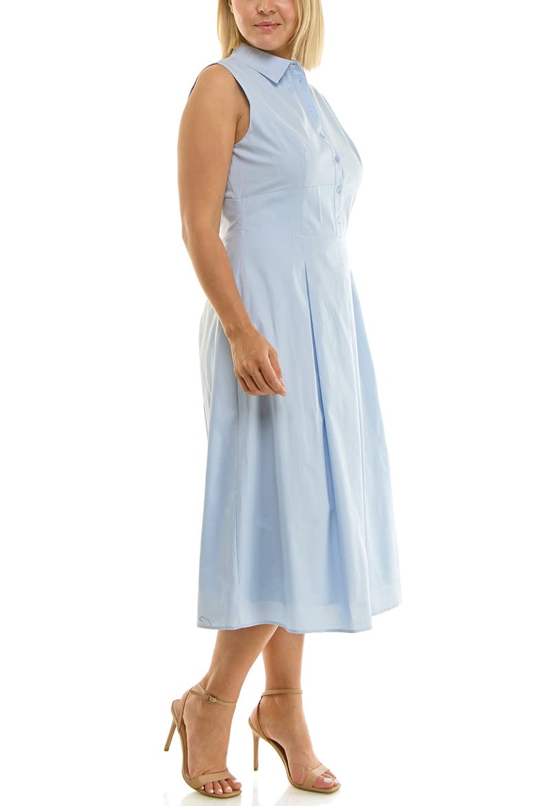 Sleeveless Poplin Midi Shirtdress, Alternate, color, BLUE AURA