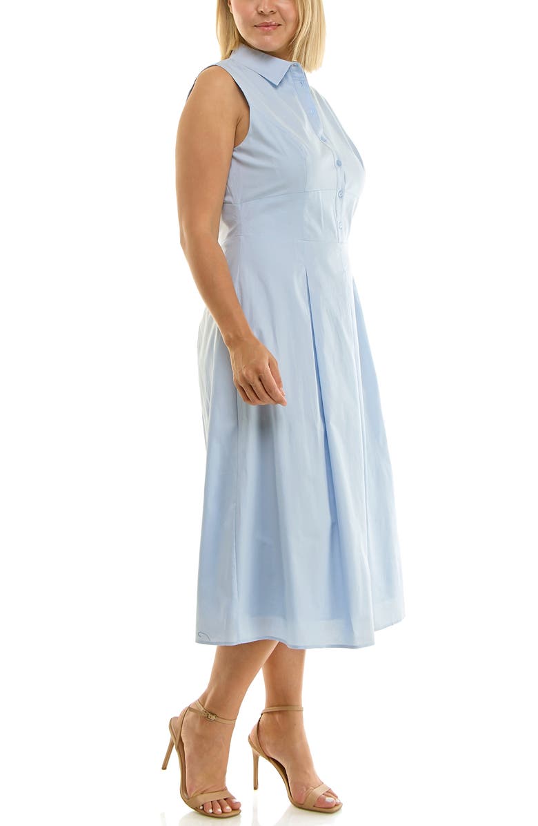 Nicole Miller Sleeveless Poplin Midi Shirtdress, Alternate, color, Blue Aura