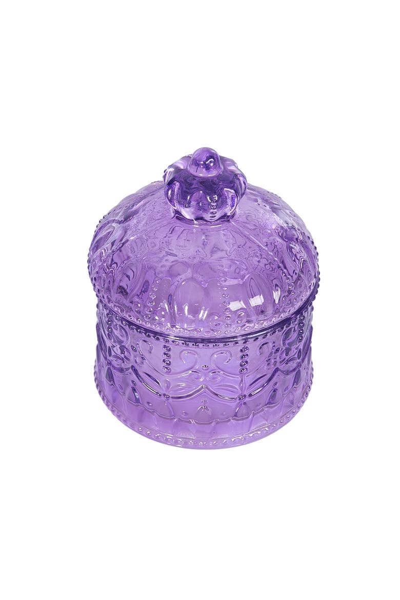 Lavender Decorative Glass Keepsake Container Box 4.33", Alternate, color, Purple