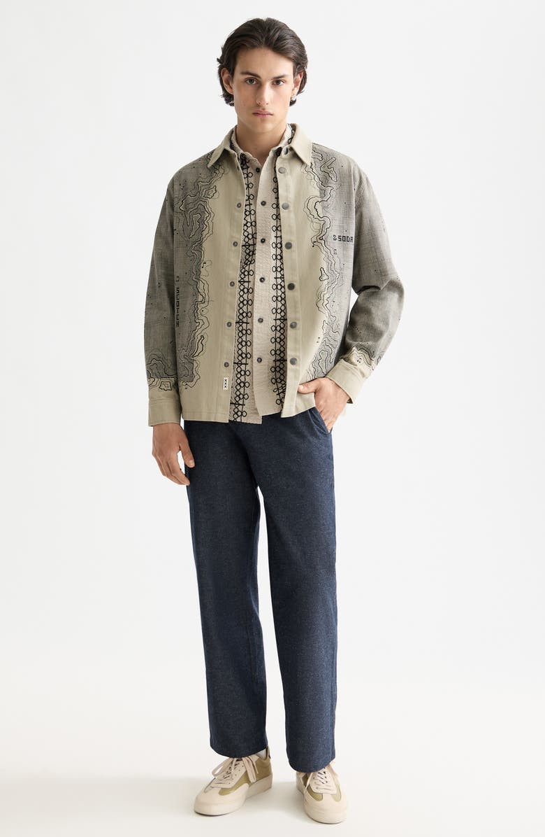 Scotch & Soda Map Graphic Snap-Up Overshirt, Alternate, color, Plaza Taupe