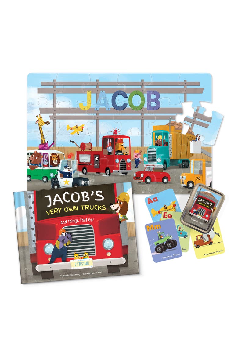 'Trucks' Personalized Book, Game and 24-Piece Puzzle Set, Main, color, MULTI COLOR