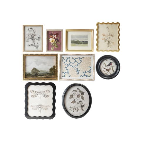9-Piece Framed Wall Décor Set with Landscapes, Botanicals and Insects