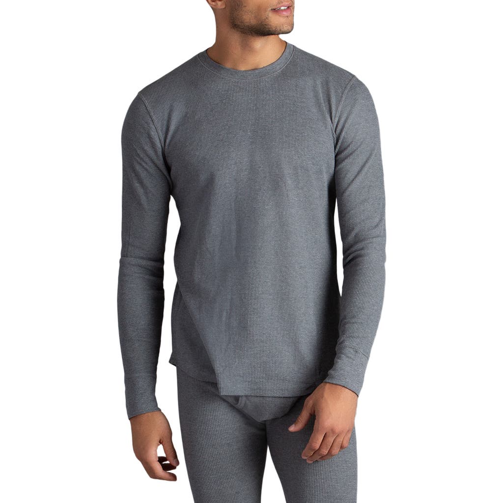 Watson's Waffle Long Sleeve Thermal Crew In Gray