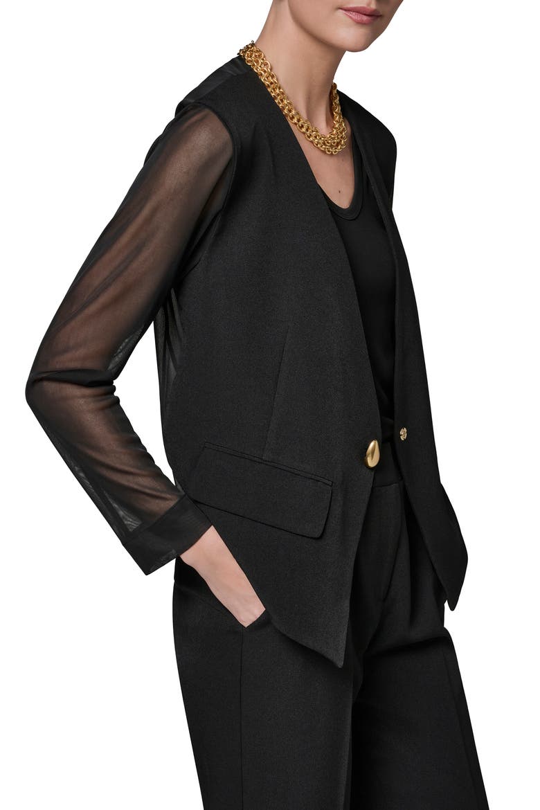 Sheer Contrast Jacket, Alternate, color, BLACK