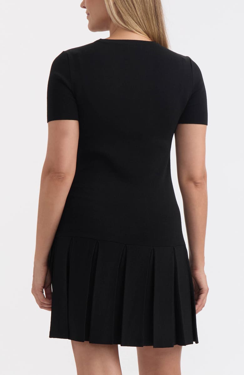 Ellen Tracy Pleated Sweater Dress, Alternate, color, Black