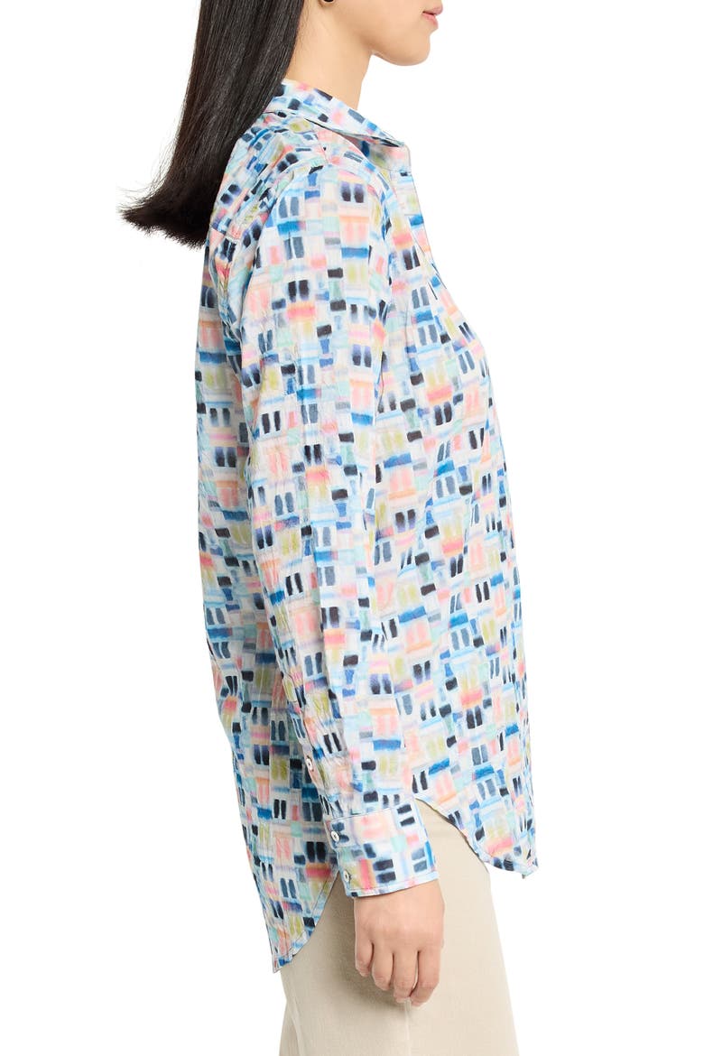 Portofino Geo Print Cotton Button-Up Shirt, Alternate, color, BLUE MULTI