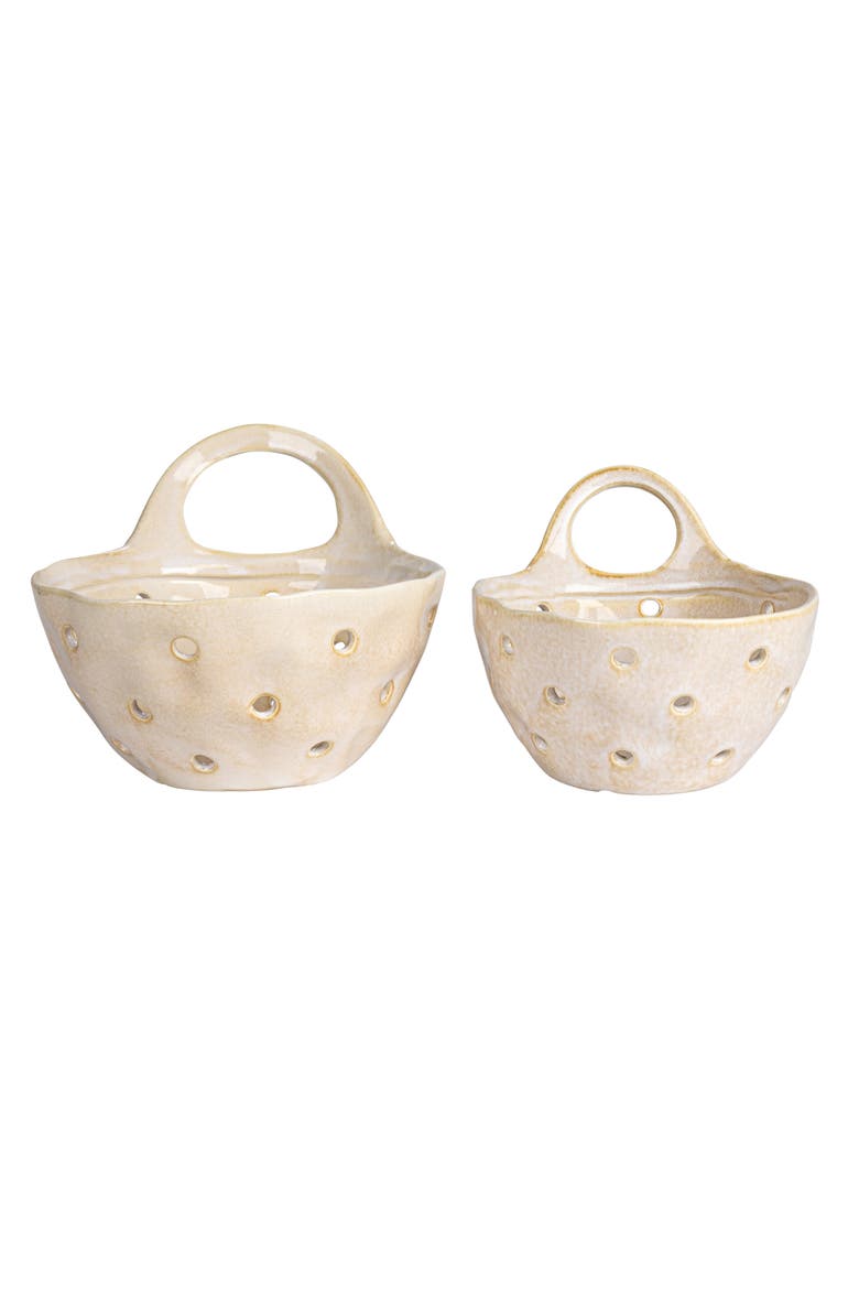 Reactive Glaze Stoneware Colanders, Cream, Set of 2, Alternate, color, Cream