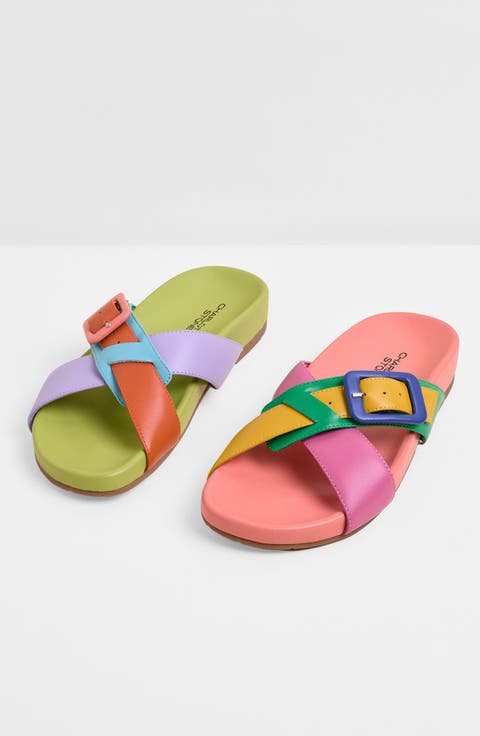 Sylas Mismatch Crossover Slide Sandal