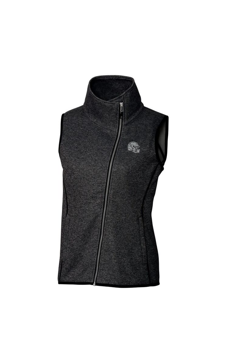 Cutter & Buck Women's Cutter & Buck  Heather Charcoal Las Vegas Raiders Helmet Logo Mainsail Sweater-Knit Full-Zip Asymmetrical Vest, Alternate, color, 