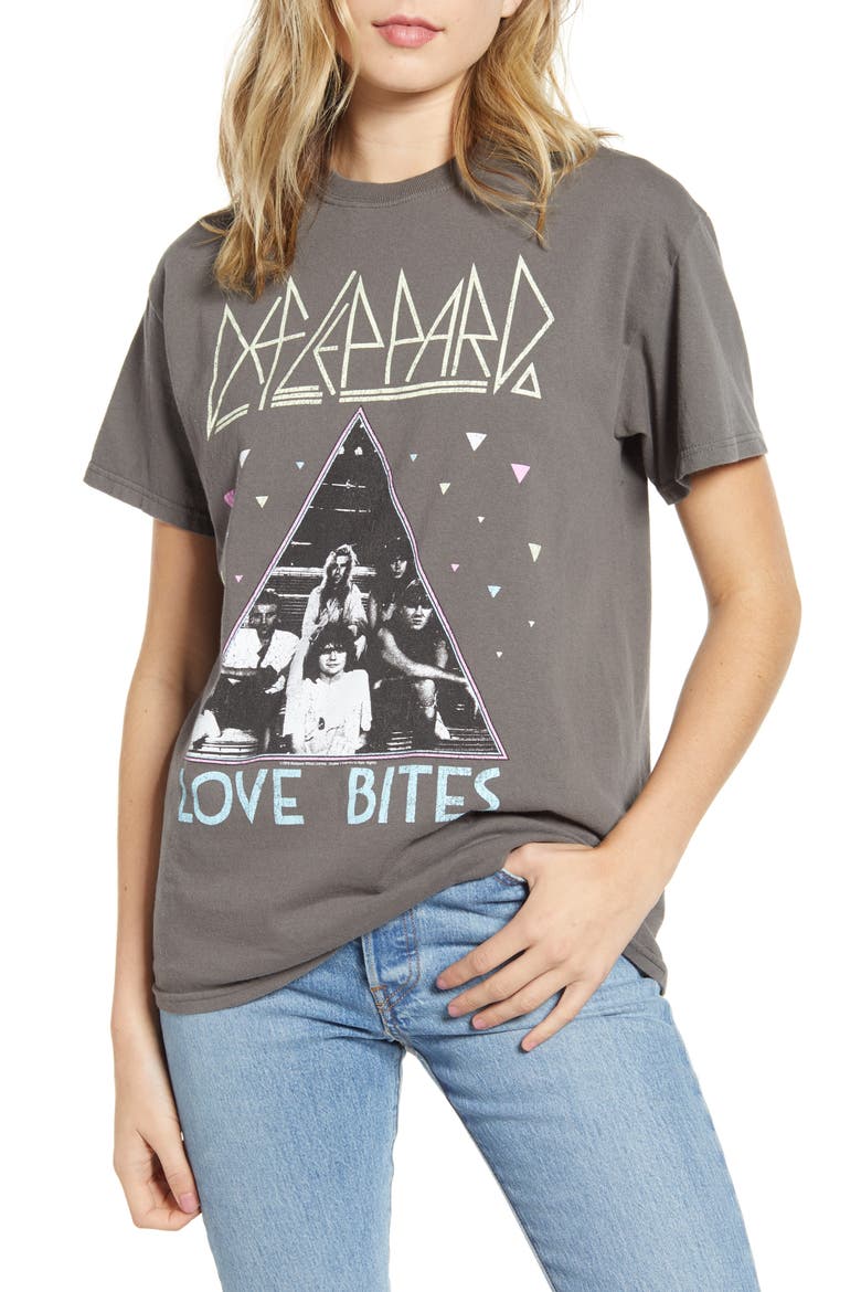 Def Leppard Oversize Tee, Main, color, STONE BLACK