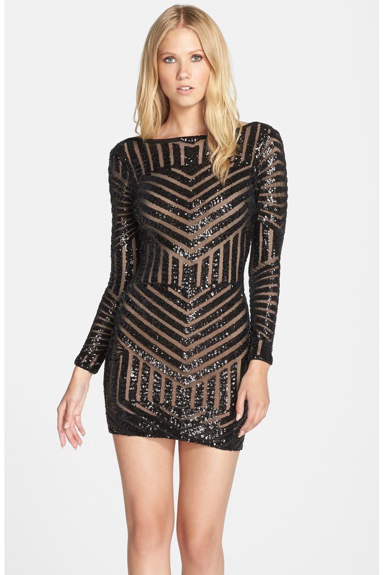 Lola Sequin Body-Con Dress, Main, color, BLACK