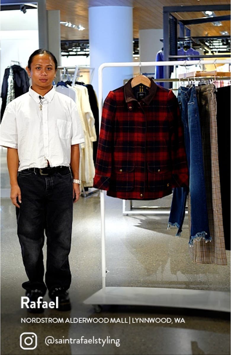 Women's Plaid Wool Blend Field Coat, sales video thumbnail