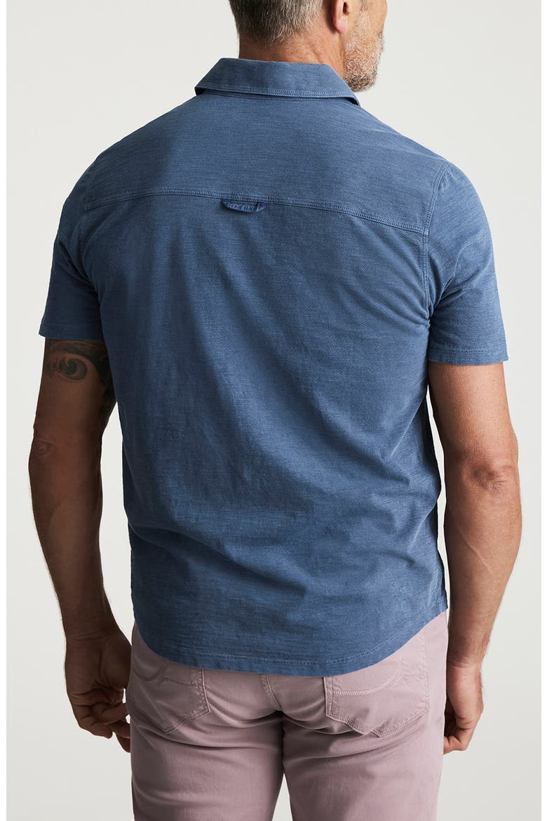 Short Sleeve Slub Cotton Jersey Button-Up Shirt, Alternate, color, VINTAGE INDIGO