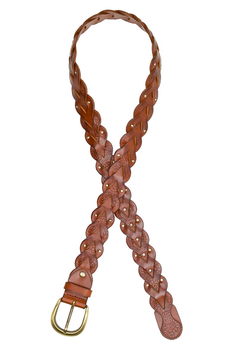 Sassetta Woven Leather Belt, Alternate, color, TAN
