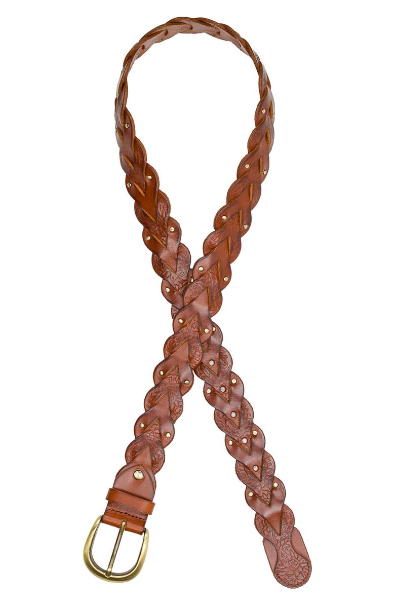 Patricia Nash Sassetta Woven Leather Belt, Alternate, color, Tan