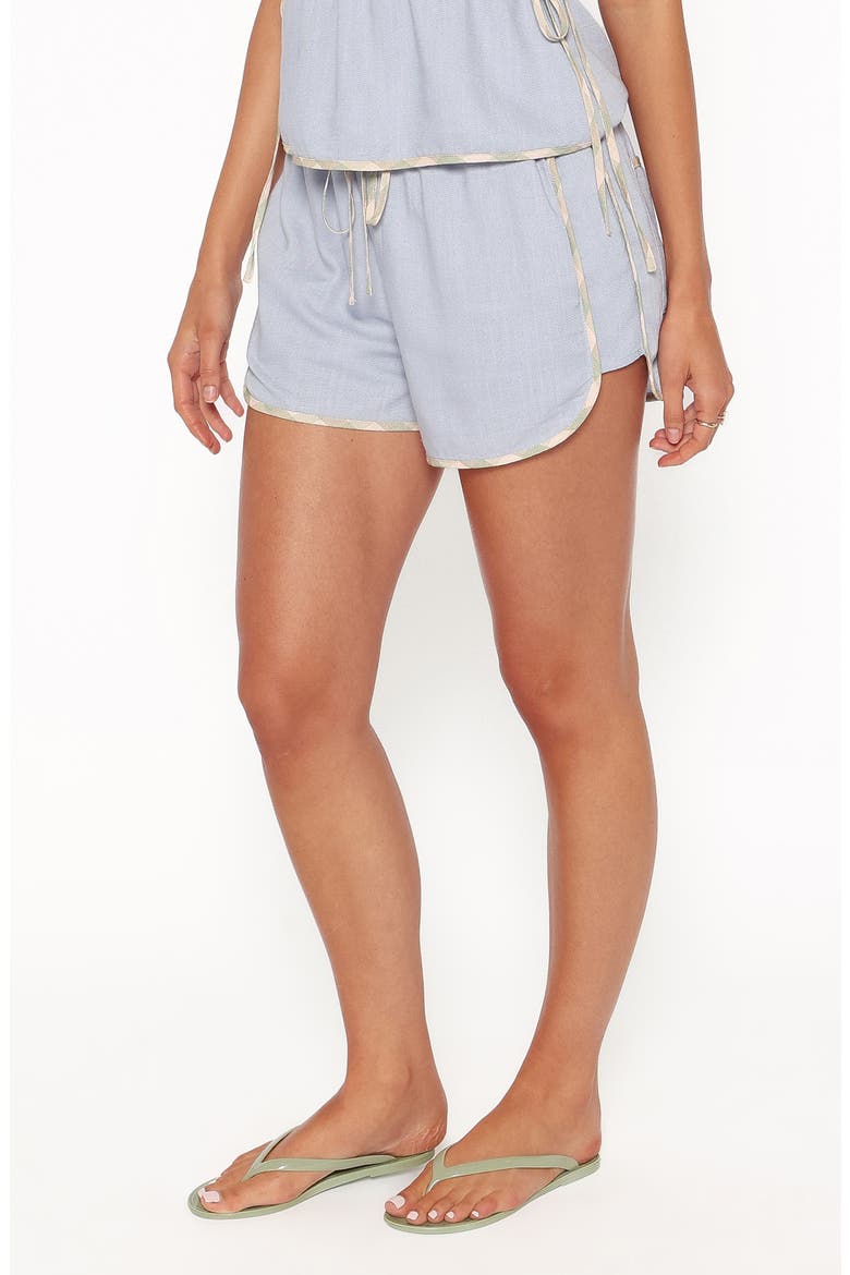 Bettie Contrast Trim Shorts, Alternate, color, LIGHT BLUE LINEN