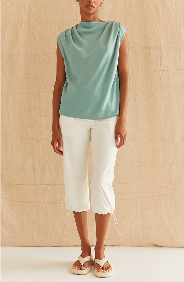 CRESCENT Cowl Neck Crushed Satin Top, Alternate, color, Mist