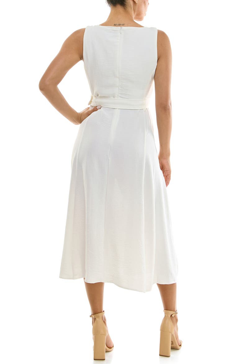 Square Neck Sleeveless Belted Midi Dress, Alternate, color, IVORY