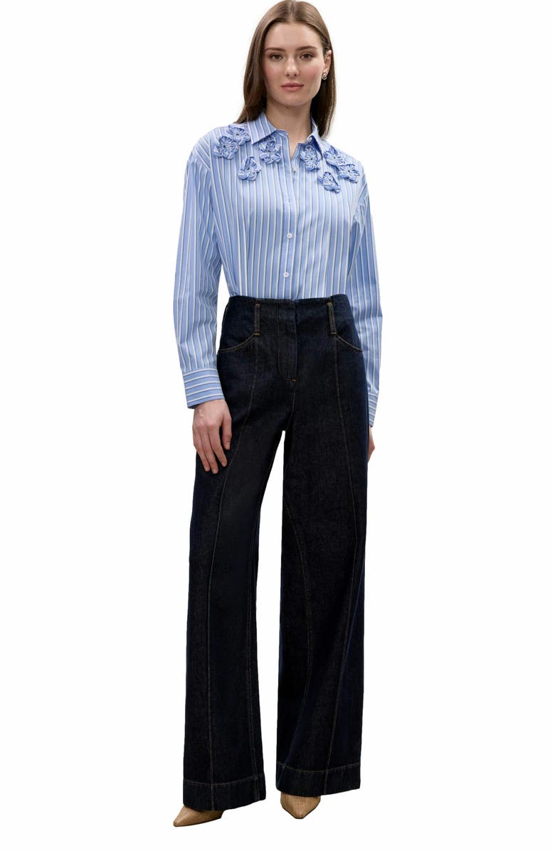 Rebecca Taylor Priya Poplin Shirt, Main, color, Blue Stripe Combo