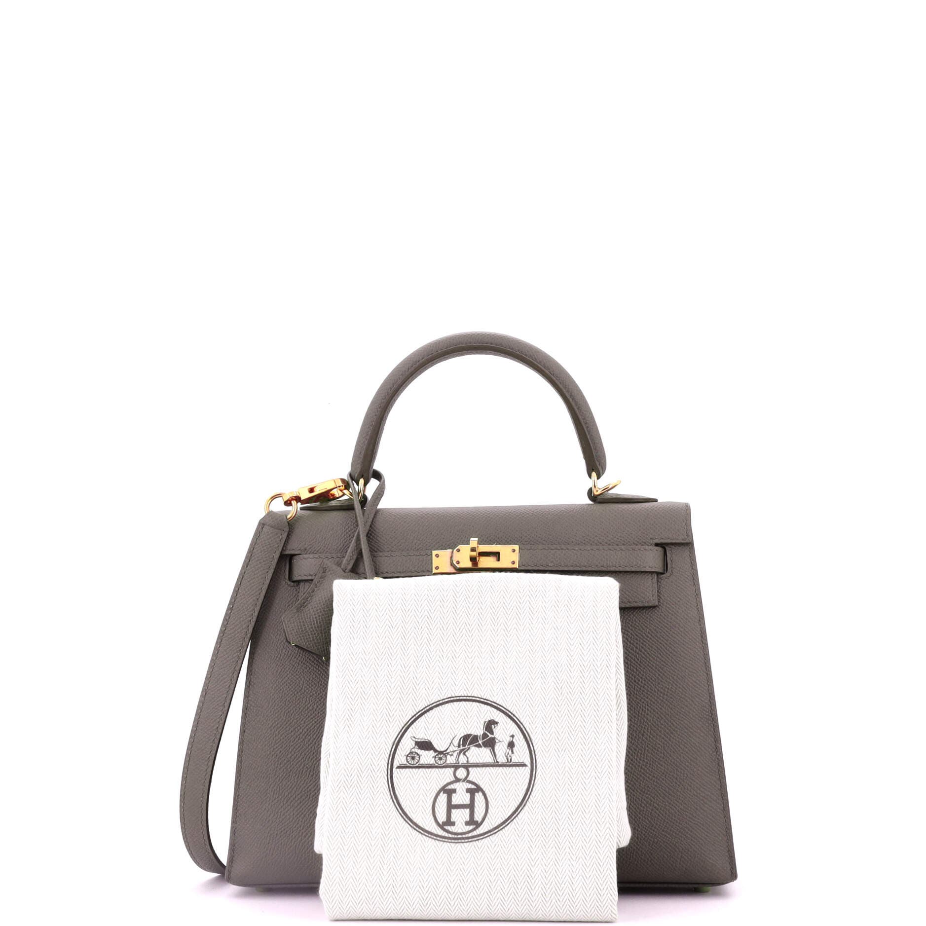 Pre-Owned Hermes Kelly Handbag Grey Epsom with Gold Hardware 25, Alternate, color, 