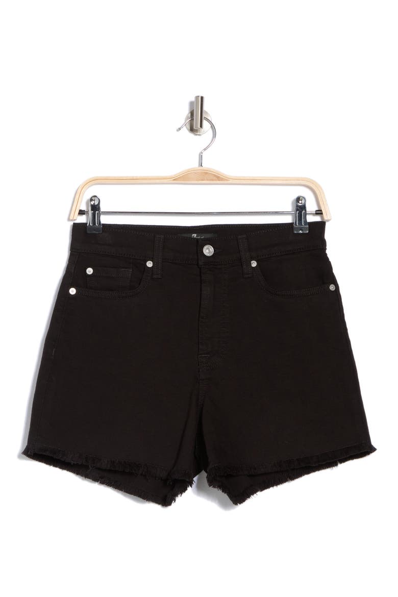 High Waist Cutoff Denim Shorts, Alternate, color, BLACK