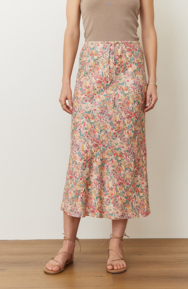 Marine Layer Avery Floral Drawstring Midi Skirt, Alternate, color,