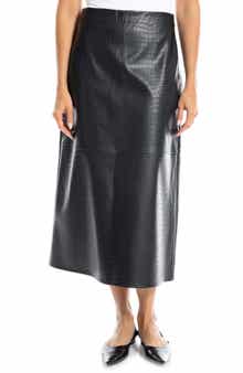Croc-Embossed Faux Leather Pencil Skirt