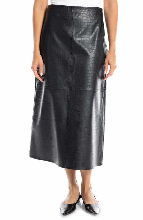 Croc-Embossed Faux Leather Pencil Skirt