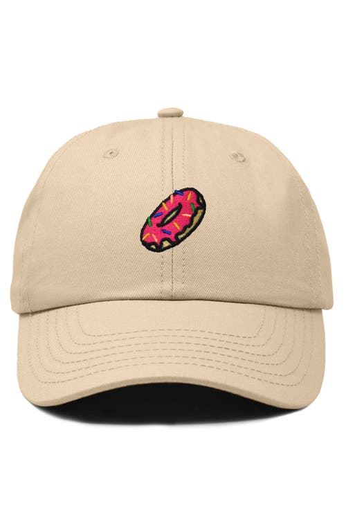 Dalix Donut Embroidered Adjustable Cap In Khaki