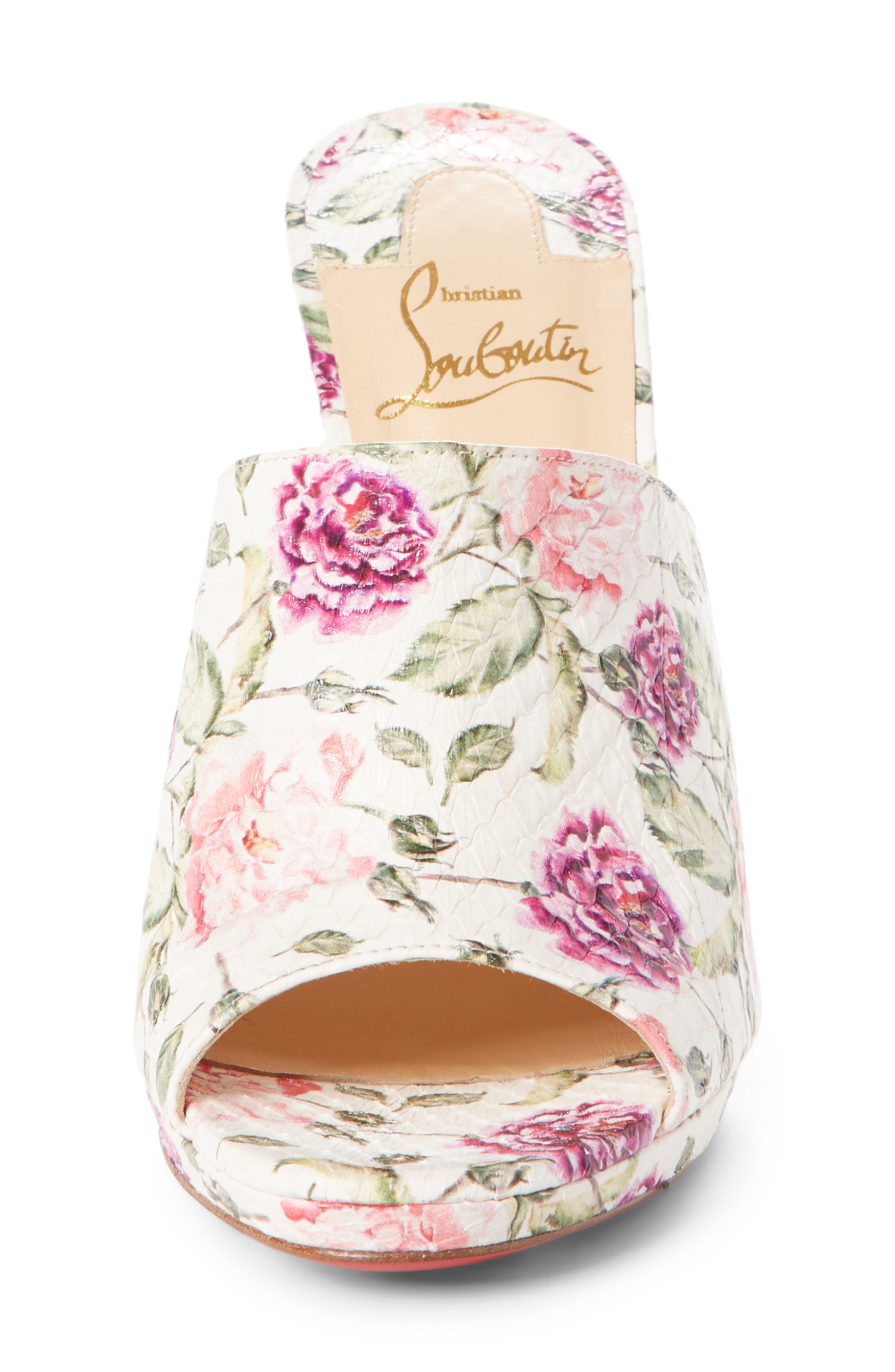 Floral Pigalle Genuine Snakeskin Mule, Alternate, color, LATTE/ FLORAL PRINT