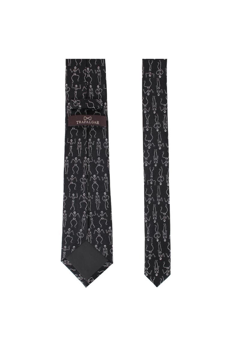 Davy Bones the Dancing Skeleton Silk Novelty Necktie, Alternate, color, Black