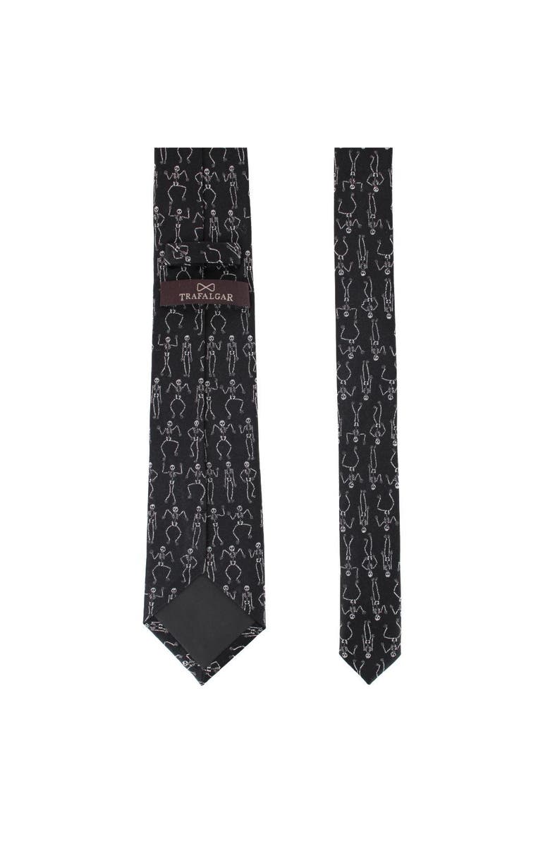 Trafalgar Davy Bones the Dancing Skeleton Silk Novelty Necktie, Alternate, color, Black