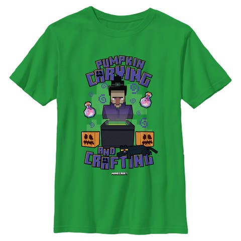 Boys Minecraft Halloween Pumpkin Carving And Crafting T Shirt