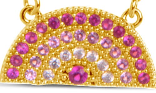 Sterling Forever Shades Of Rainbow Cubic Zirconia Pendant Necklace In Gold
