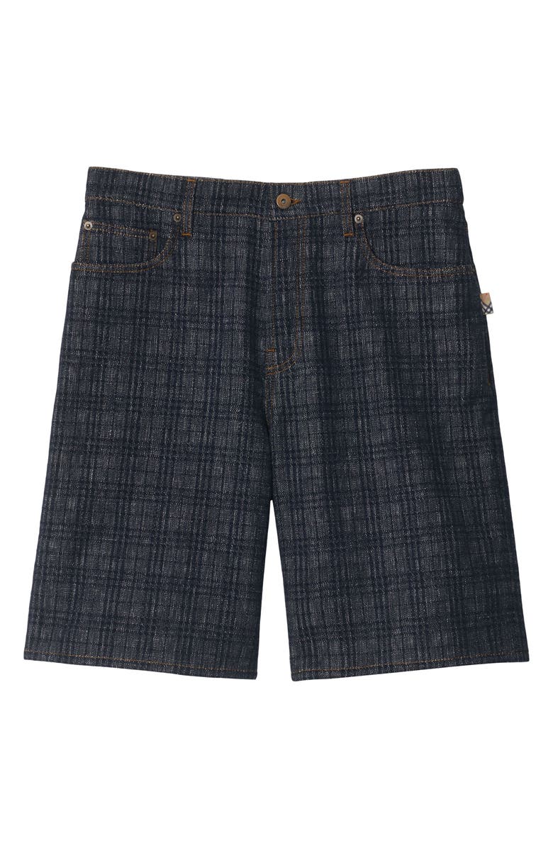 Burberry Check Jacquard Denim Shorts, Alternate, color, Indigo Ip Check