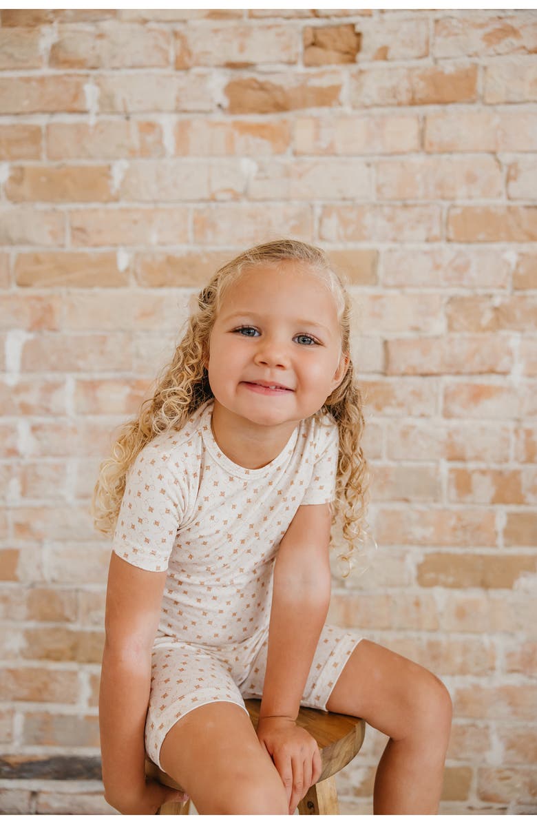 Copper Pearl Kids' Hunnie Print Fitted Two-Piece Short Pajamas, Alternate, color, Light/ Pastel Orange