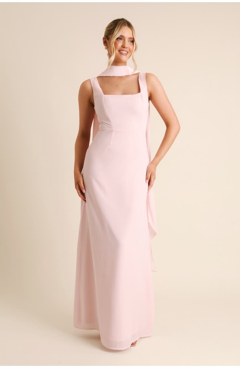 Six Stories Square Neck Chiffon Bridesmaid Dress, Main, color, Ballet Pink