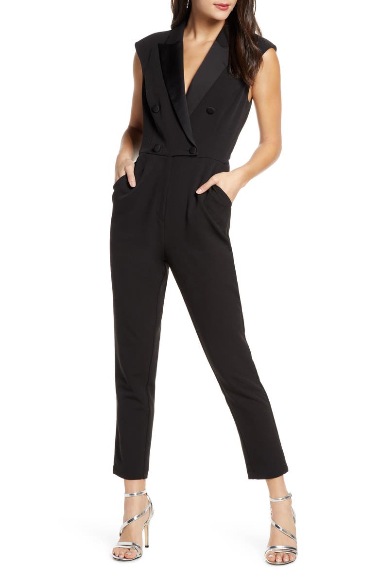 Harlyn Double Breasted Tuxedo Sleeveless Jumpsuit, Main, color, 
