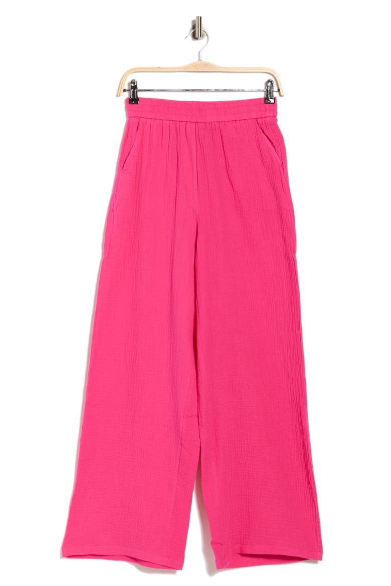 Aymie Cotton Gauze Pull-On Pants, Alternate, color, FUCHSIA