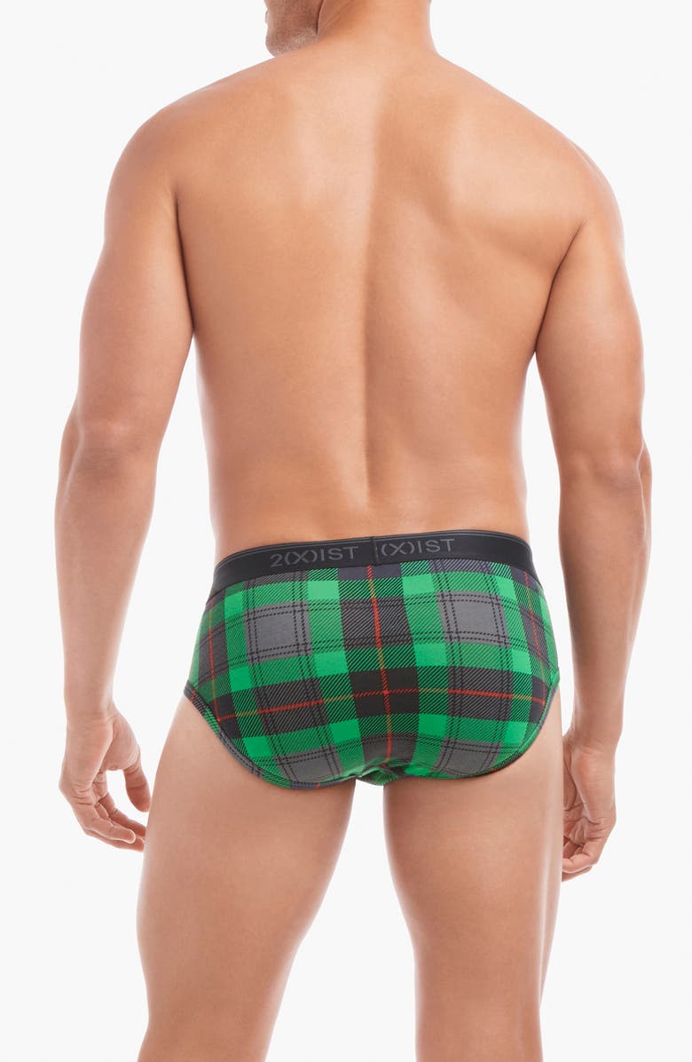 2(x)ist 4-Pack No-Show Stretch Briefs, Alternate, color, Endagnered Tartan Plaid Black