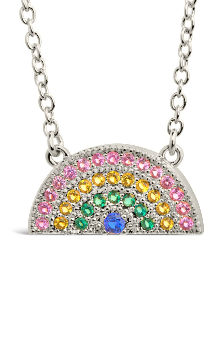 Sterling Forever Shades of Rainbow Cubic Zirconia Pendant Necklace, Alternate, color, Silver