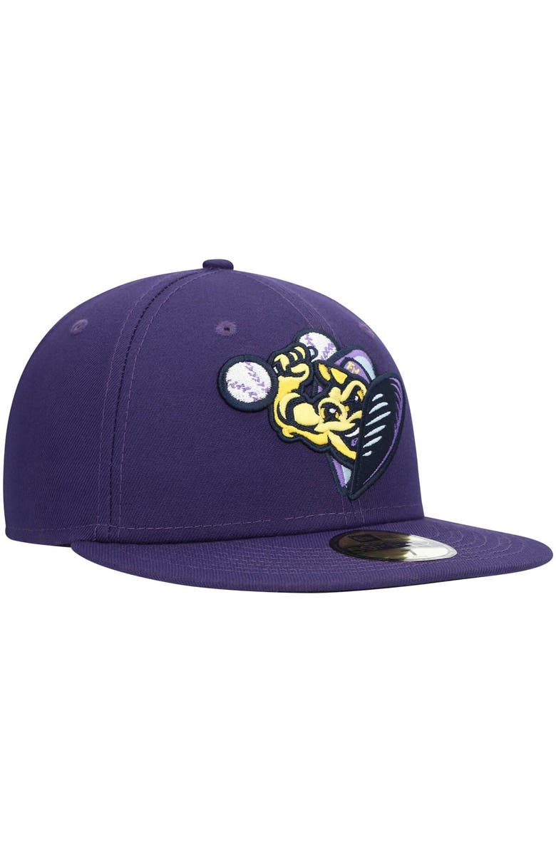 New Era Men's New Era Purple Fort Myers Mighty Mussels Alternate Authentic Collection 59FIFTY Fitted Hat, Alternate, color, 